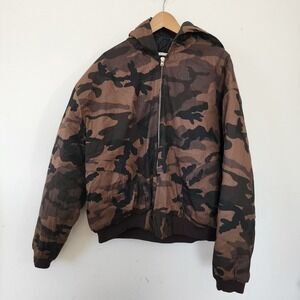 Mens Mnml Camo Jacket Brown Full Zip Hoodie XL